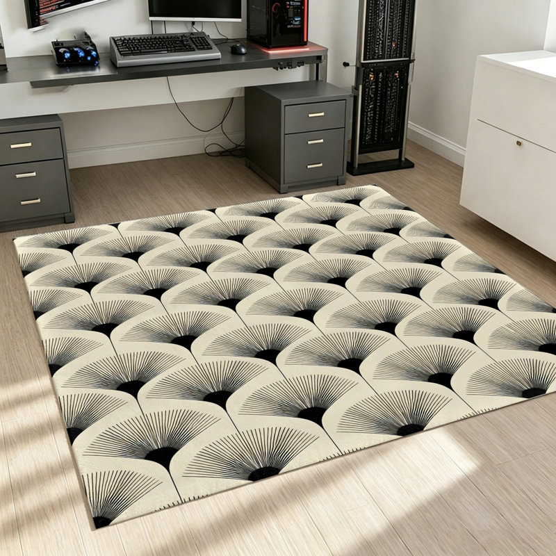 Geometric Pattern Area Rug, Non-Slip Backing Durable Floor Mat for Living Room, Bedroom, Hallway, Kitchen, Patio, Indoor Outdoor Decor, Home, Rugs