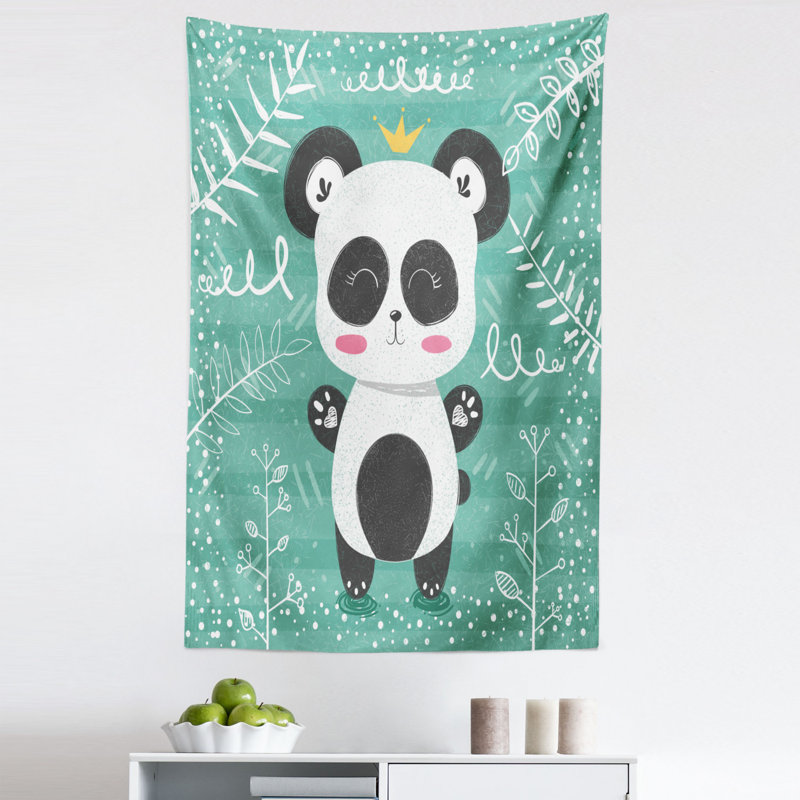 Hand Drawn Layout of a Character in a Crown with Botany Items Tapestry, 114.3cm H x 76.2cm W