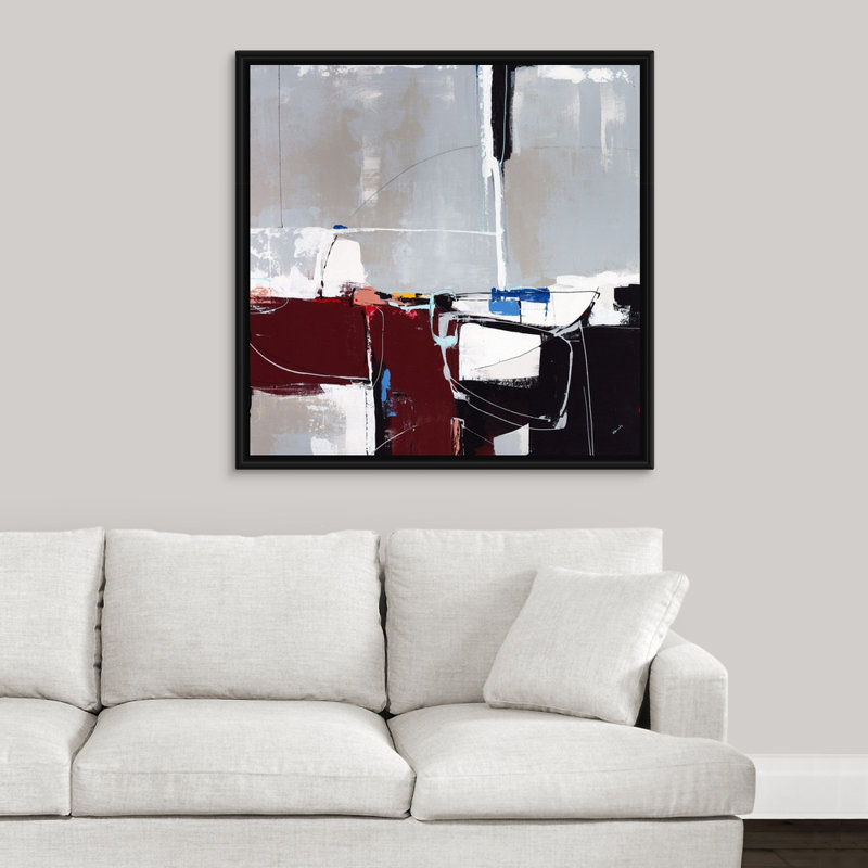 « hidden sketch book », peinture sur toile, H 37,7 po x l 37,7 po x P 1,75 po, Cadre flottant noir