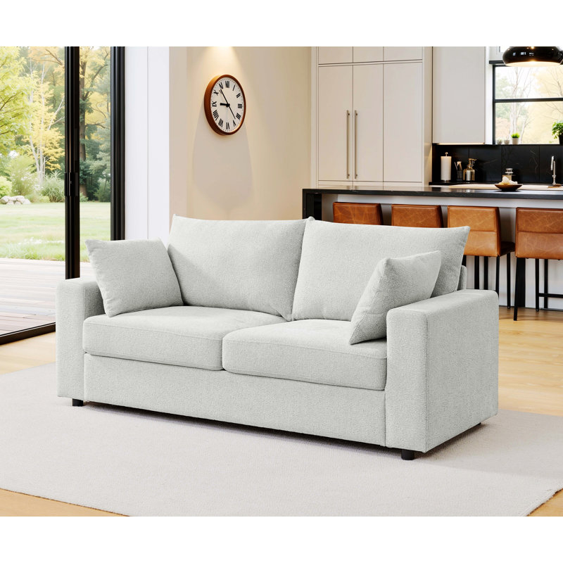Upholstered Sofa With Removable Pillows, Beige