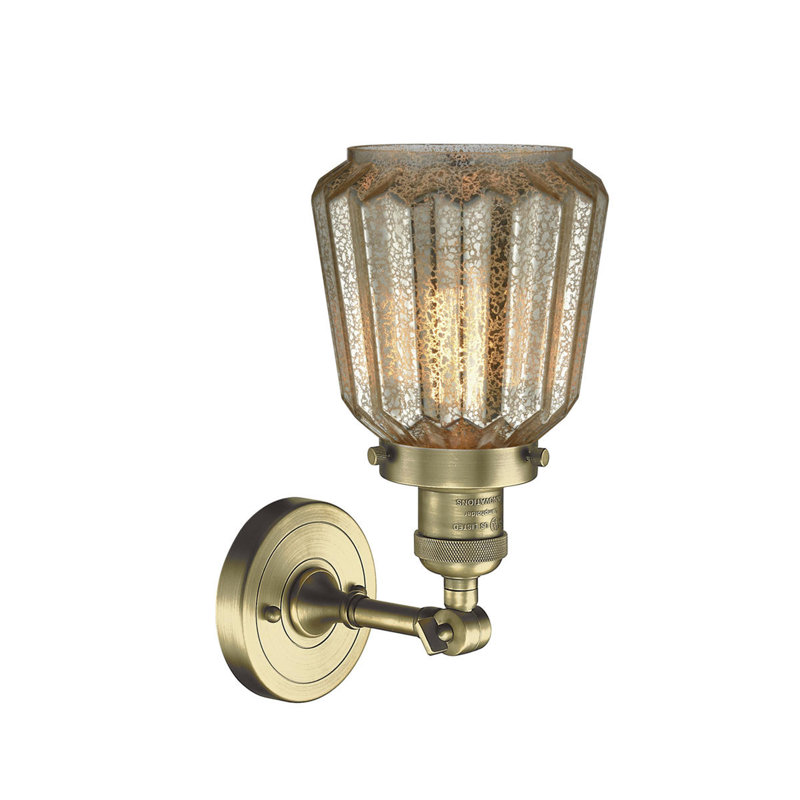 Vinson Dimmable Bath Sconce, Clear, Antique Brass, Bulb Not Included