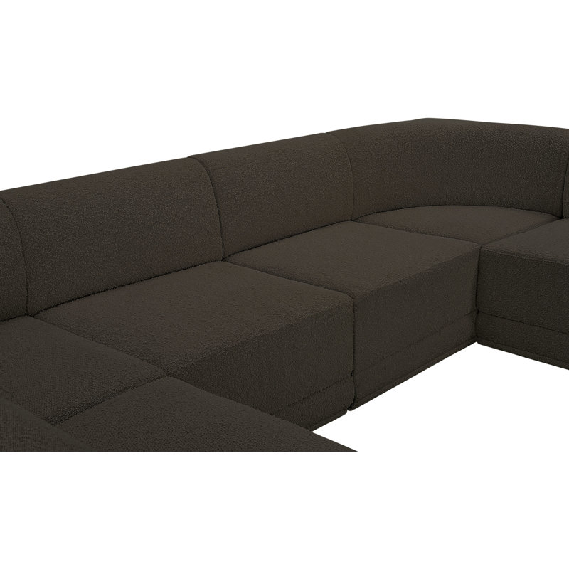 Canapé modulaire rembourré 6 pièces Ollie, Tissu brun bouclé