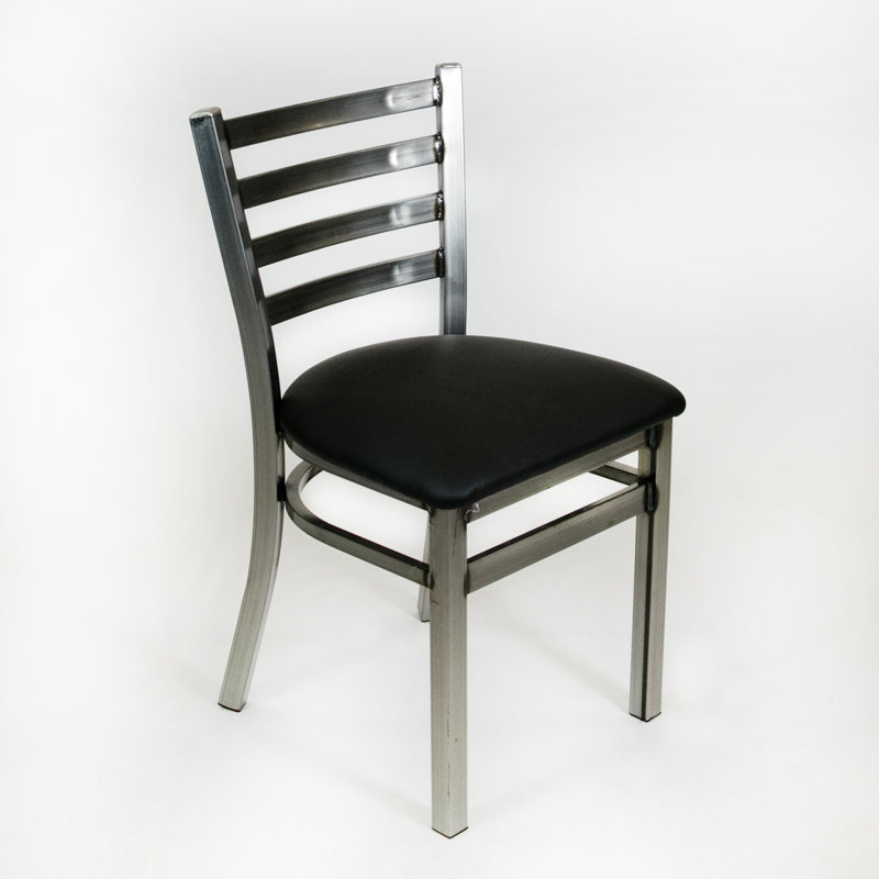 19'' H Faux Leather Upholstered Side Chair, Silver