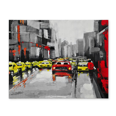 Gray Cities Industrial Polyester Placemat - Abstract Rainy Traffic