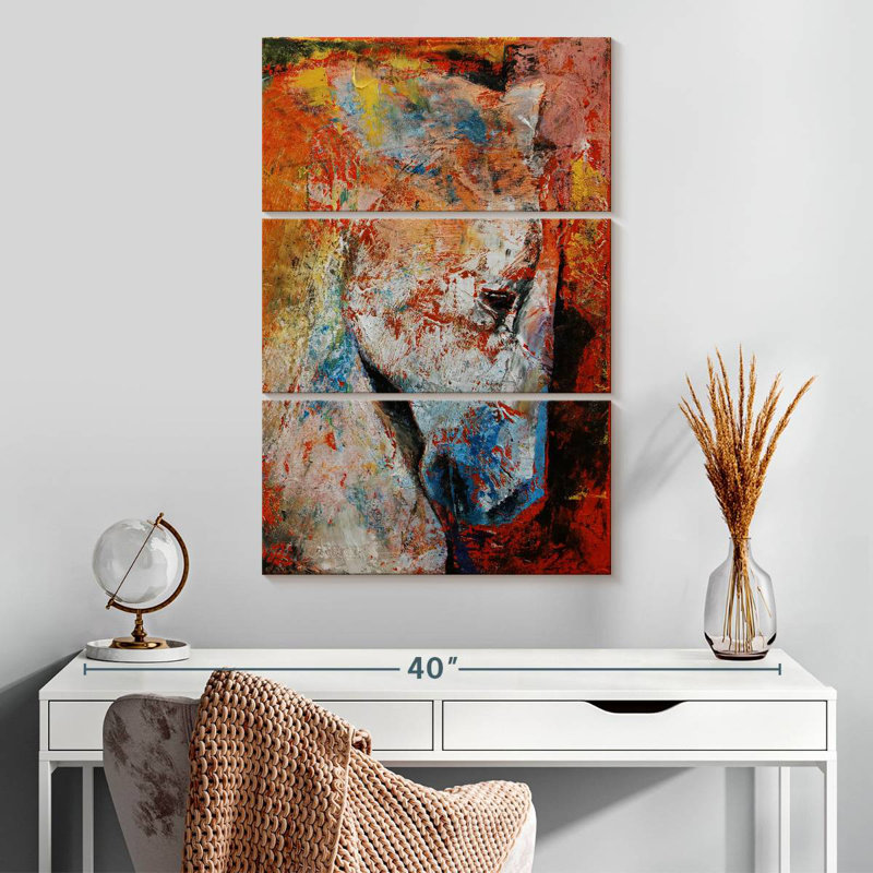 Brampt White Abstract Horse, 32" H x 20" W