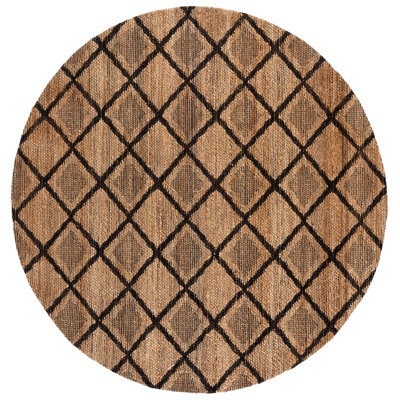 Coutu Natural Fiber Handloomed Jute Cotton Geometric Rug in Natural/Black