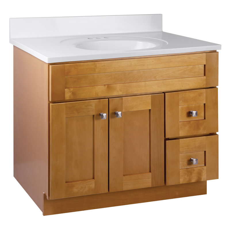 Brookings 37 Inch Bathroom Vanity with Top, Ready to Assemble, Painted Sherwin Williams® Gray – Design House, 597799, Brown