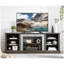 YSVIGI - Grand meuble télé gris avec façade en faux pierre et console multimédia avec grand meuble de rangement pour les grands téléviseurs-1386739188