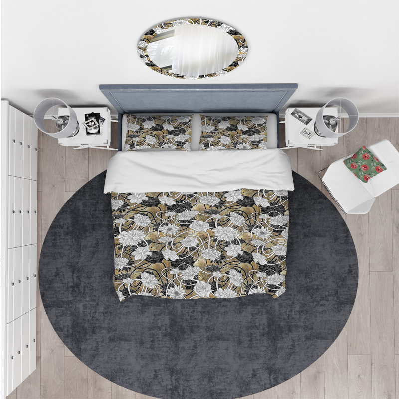 Ensemble de housse de couette sur fond designart, Housse de couette très grand + 2 taies décoratives