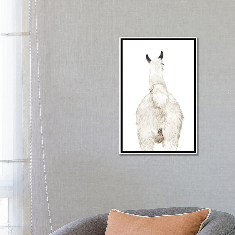 Art du lama, Toile blanche encadrée, H 26 po x l 18 po x P 1,5 po