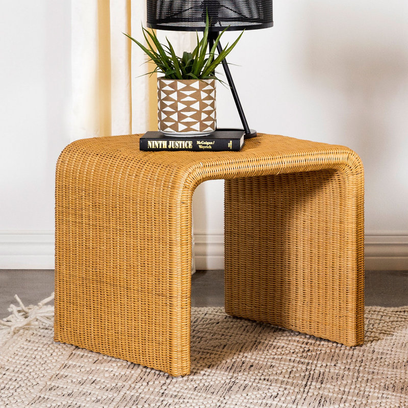 Square Woven Rattan End Table