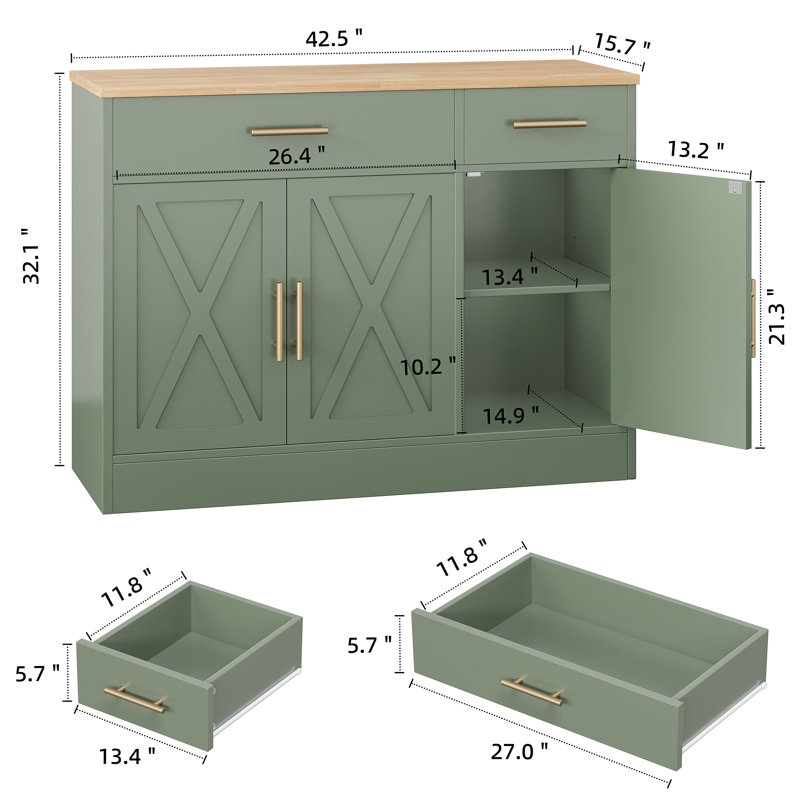  Buffet de 42,5 po Dennisse, Vert