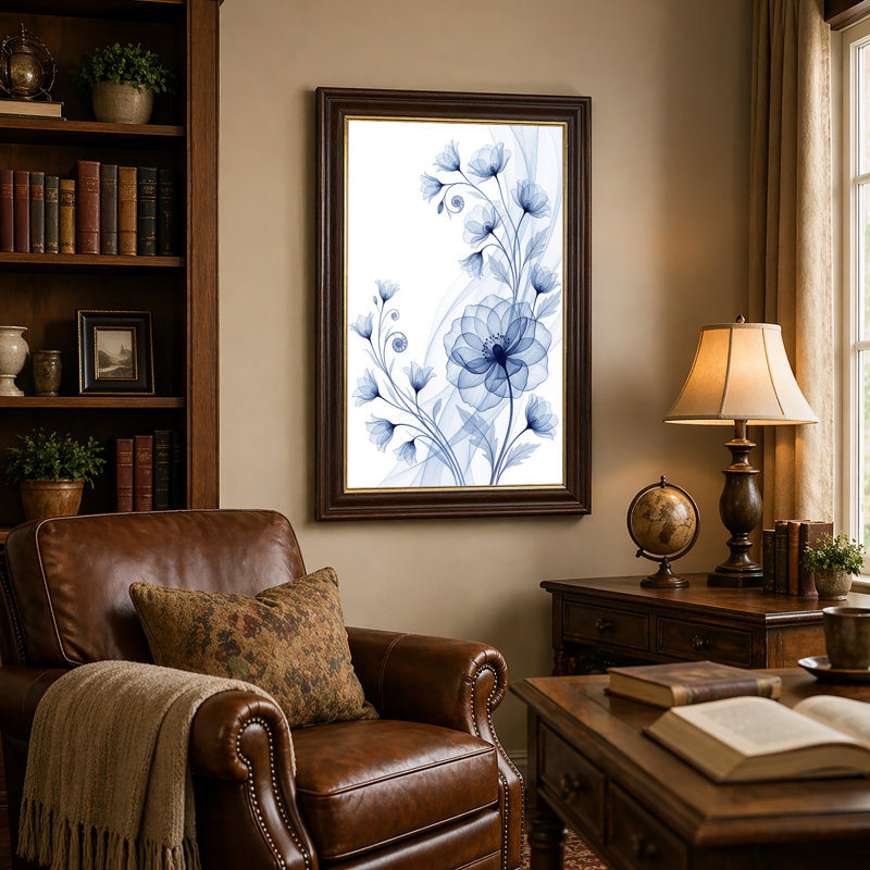 Art mural sur toile bleu, 18"H x 12"W