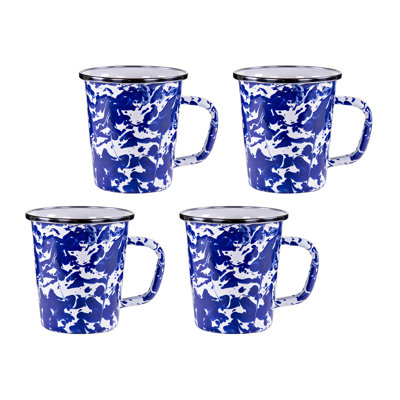 Set of 4 Solid Red Latte Mugs