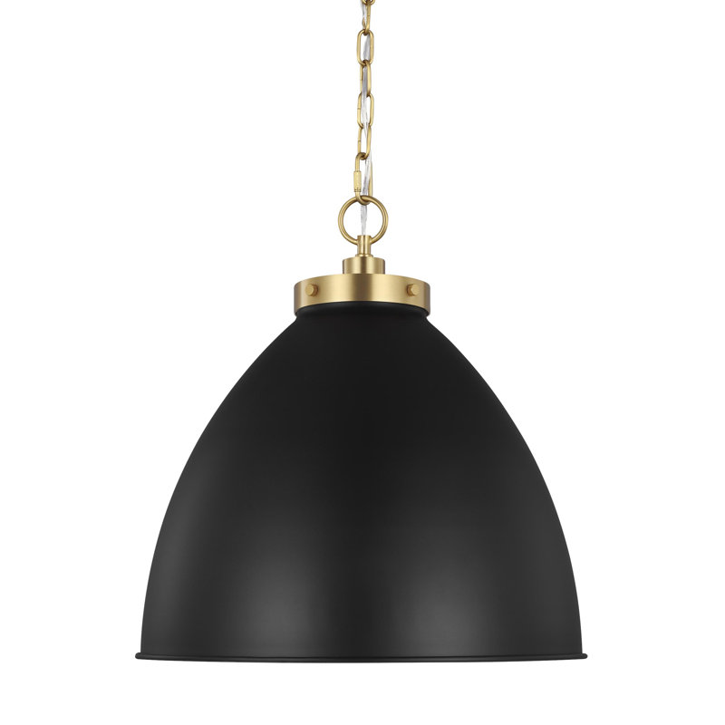 Wellfleet 1 - Light Pendant, 19.5" H x 17.5" W x 17.5" D, Burnished Brass, Midnight Black