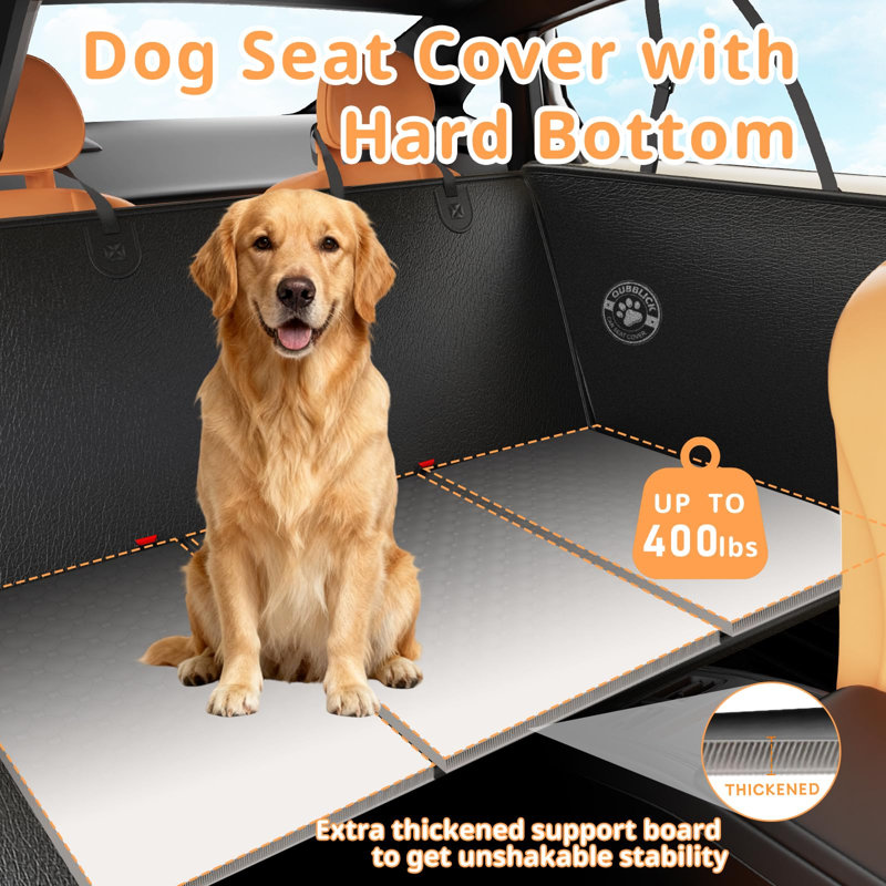Dog Car Seat Cover for Back Seat Larger,Waterproof PU Leather Hard Bottom Car Seat Cover for Dogs,Non-slip Backseat Dog Cover with Upgraded Door Protection Flap,Dog Hammock for Full Size Truck 55×30in