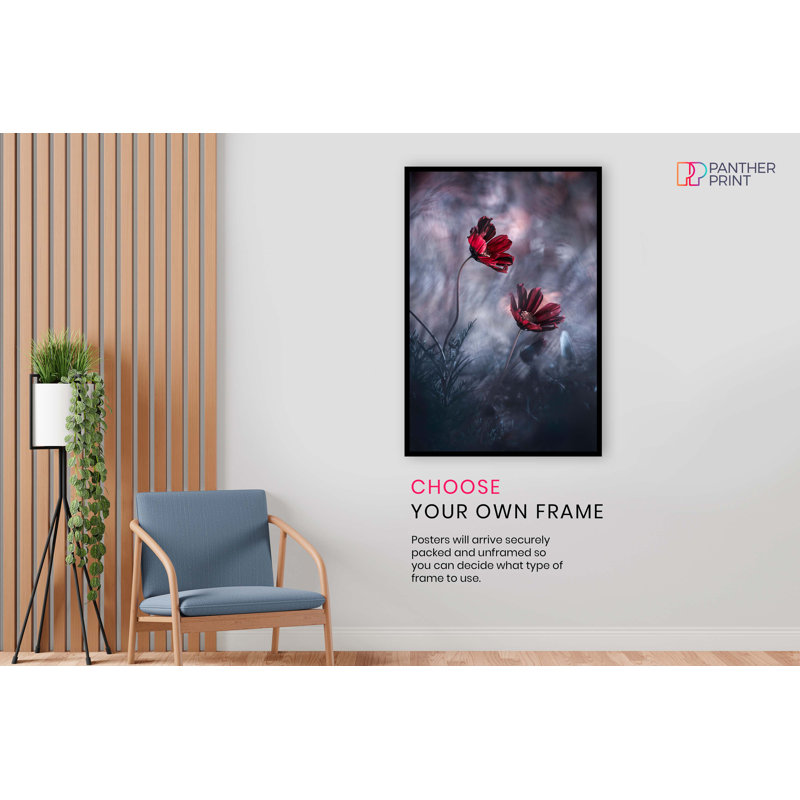 Red Cosmos Flower Garden - No Frame Print, 31cm H x 20cm W