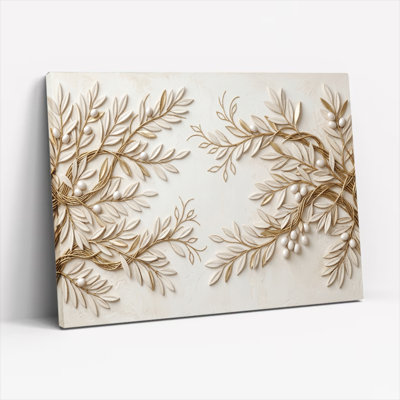 Golden Leaves Canvas Wall Art Set Of 1