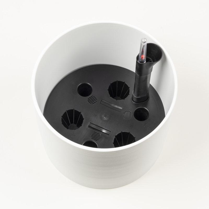 Cache-pot d'intérieur en céramique Scheurich avec indicateur d'arrosage intégré, H 8,2 po x l 9 po x P 9 po, Blanc