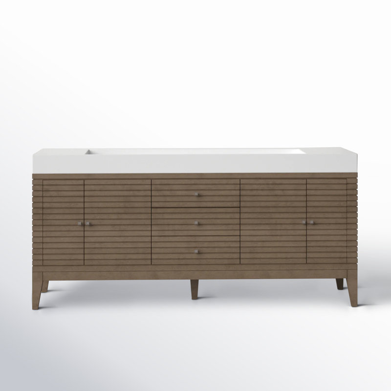 Sarin 72'' Single Bathroom Vanity, Dark Gray, Whitewashed Walnut