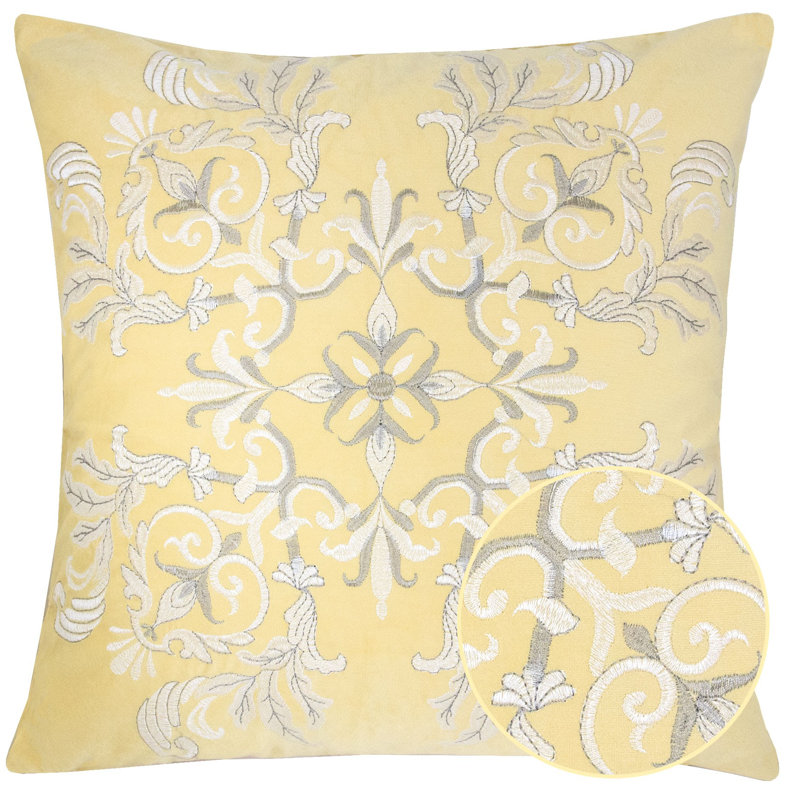 Umabel Damask Throw Pillow, Sunshine