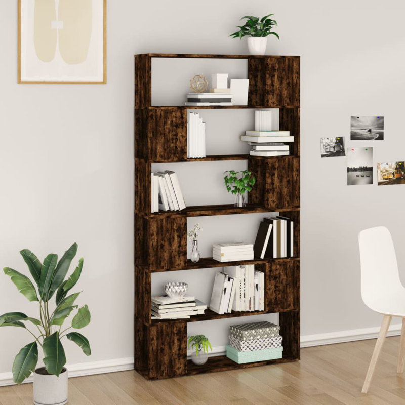 Eslow 188cm H x 100cm W Standard Bookcase, Smoked Oak
