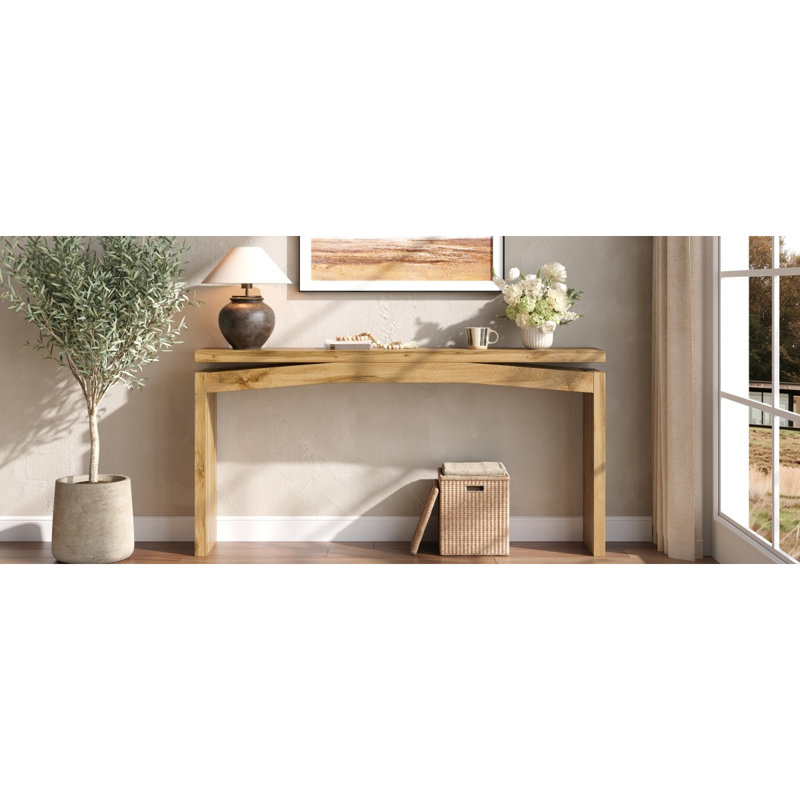Console en bois, table d'appoint à dossier en bois de 62 po de longueur x 31 po de hauteur, bureau d'entrée pour le couloir et l'entrée