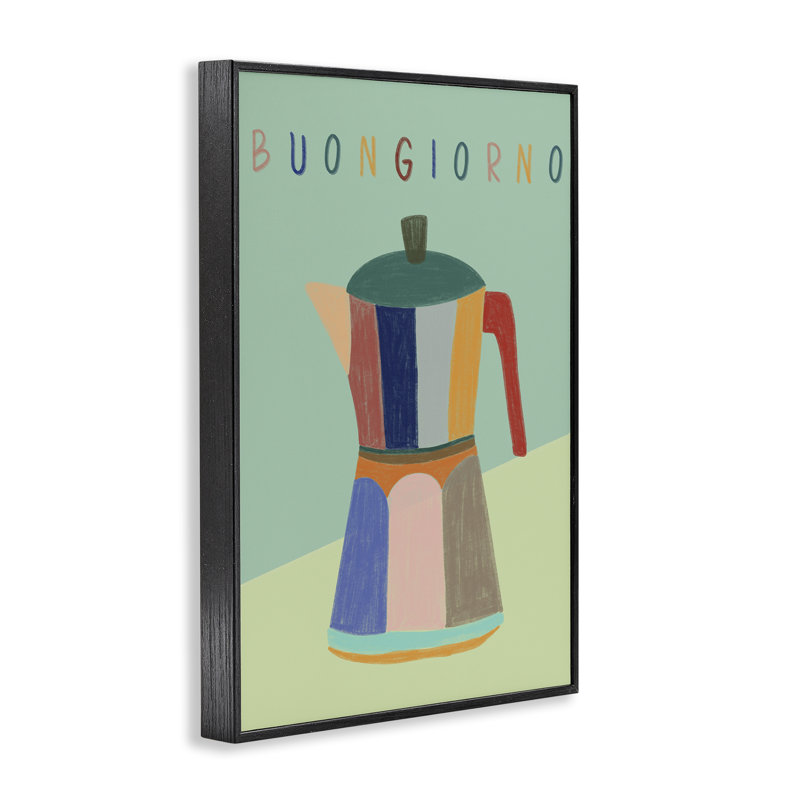 Estampe numérique Buongiorno, conçue par EMILY Navas, H 18 po x l 12 po, Giclée encadrée noir minuit
