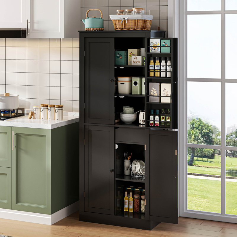 182cm Kitchen Pantry, Black