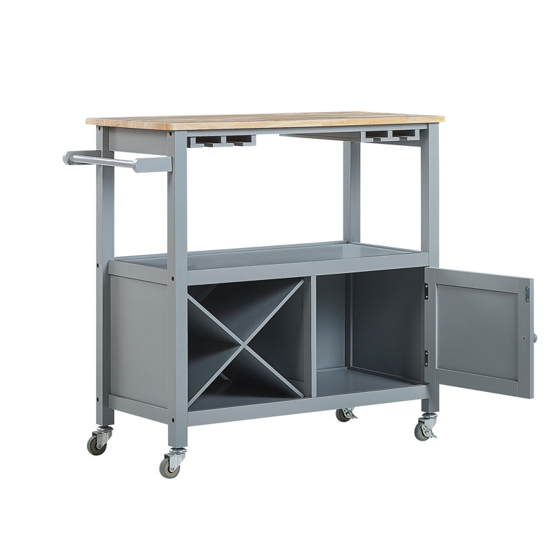 Maroney Wood Kitchen Cart, Grey