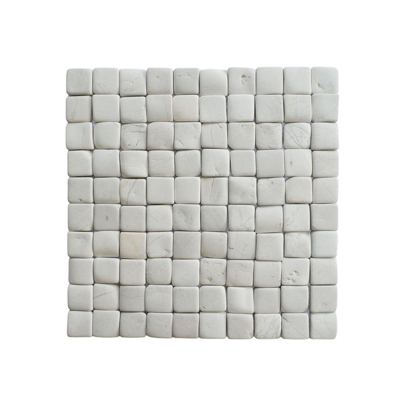 Florida 12" x 12" Natural Stone Grid Pebble Mosaic Wall Tile, White