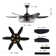 52-Inch Modern Black Ceiling Fan With Light And Remote Control (Bulb Not Included)