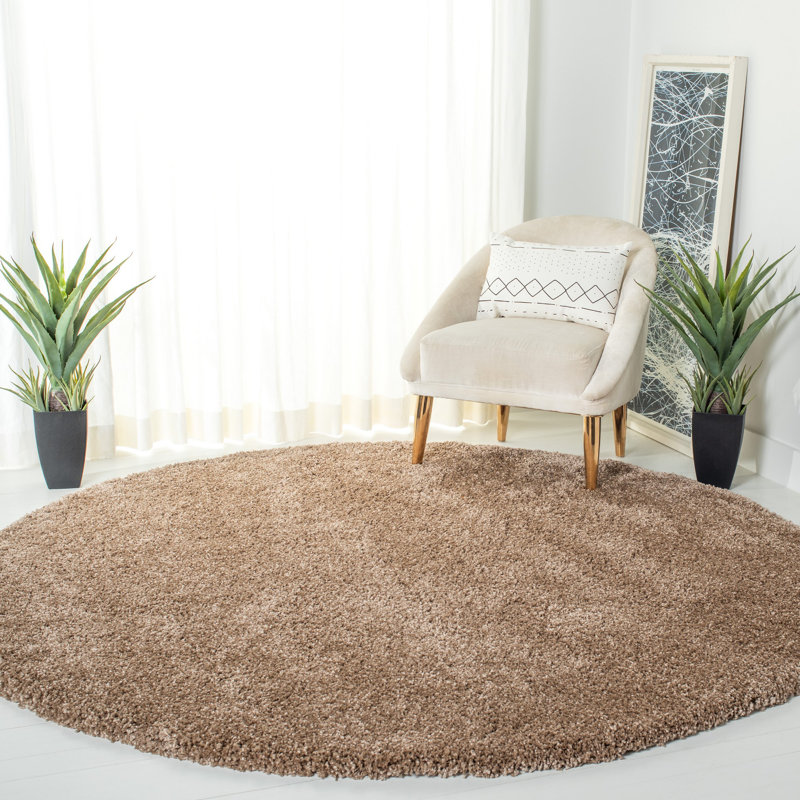 Assar Area Rug, Round 8', Dark Beige