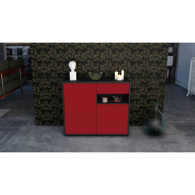 Rayburn 92cm Sideboard, Anthracite/Red