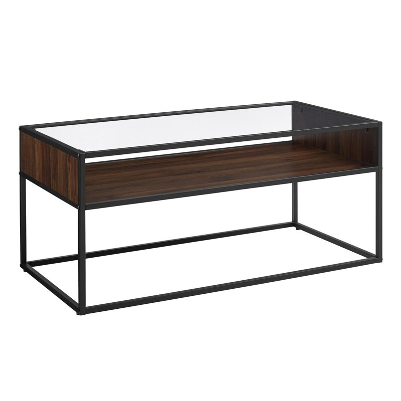 Frame Coffee Table with Storage, Dark Walnut