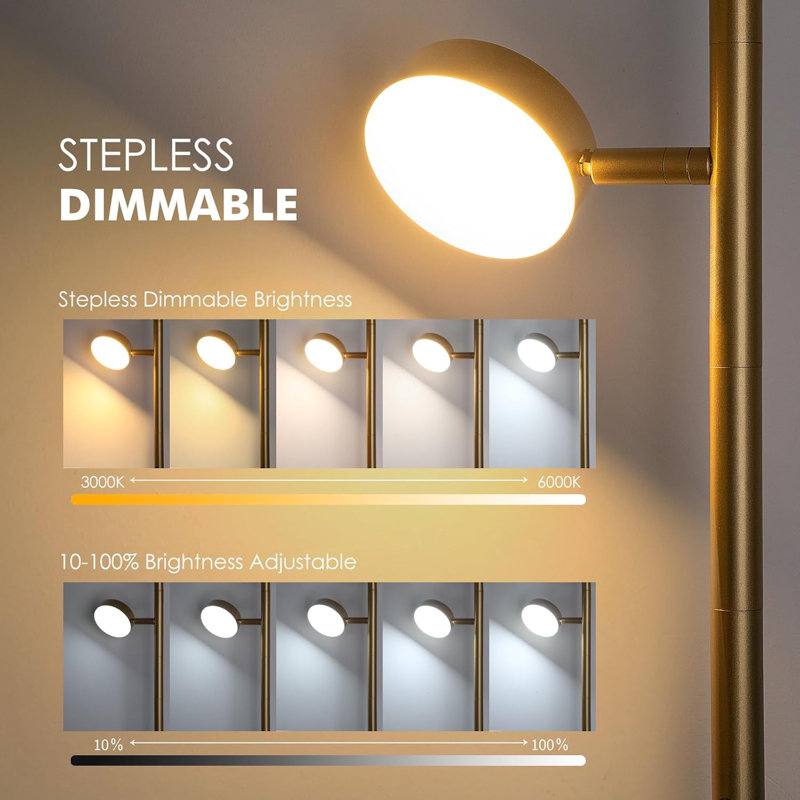 Modern Tree Floor Lamp, Dimmable With Remote & Touch Control, 3 Rotatable Lights, 4 Color Temperatures, Tall Standing Lamp