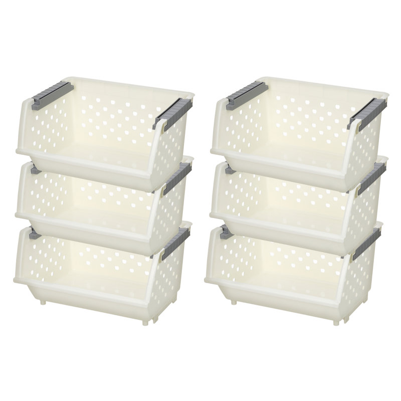 Panier de rangement empilable en plastique Rebrilliant, 6
