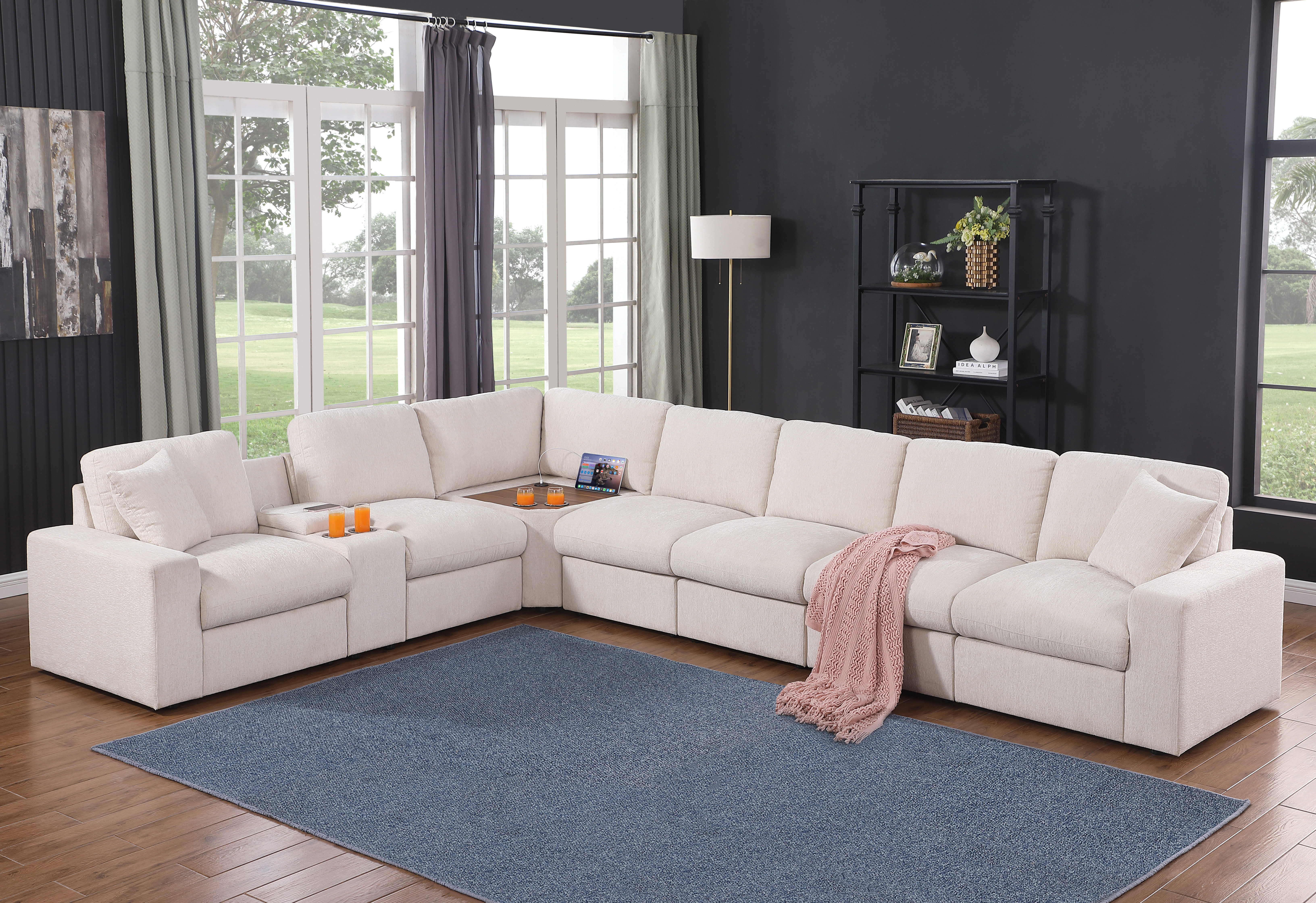 Latitude Run® Detricia Corner Sectional Sofa With Cupholder Console ...