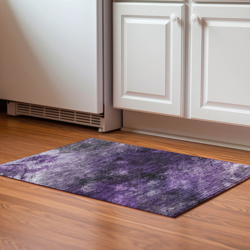 Tapis mauve Premium lavable à la machine Cerrito AMF590, Rectangle 1 pi 8 po x 2 pi 6 po