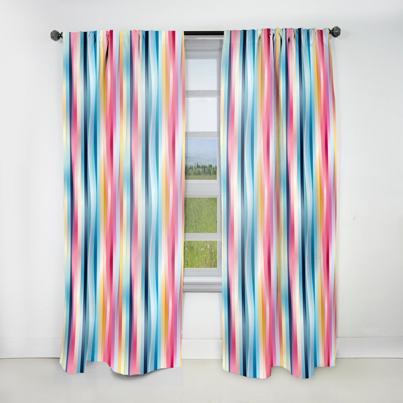 Motif à rayures arc-en-ciel Boho - Rideau rayé - Rideau rayé obscurcissant - 1 panneau, L 52 po x L 95 po