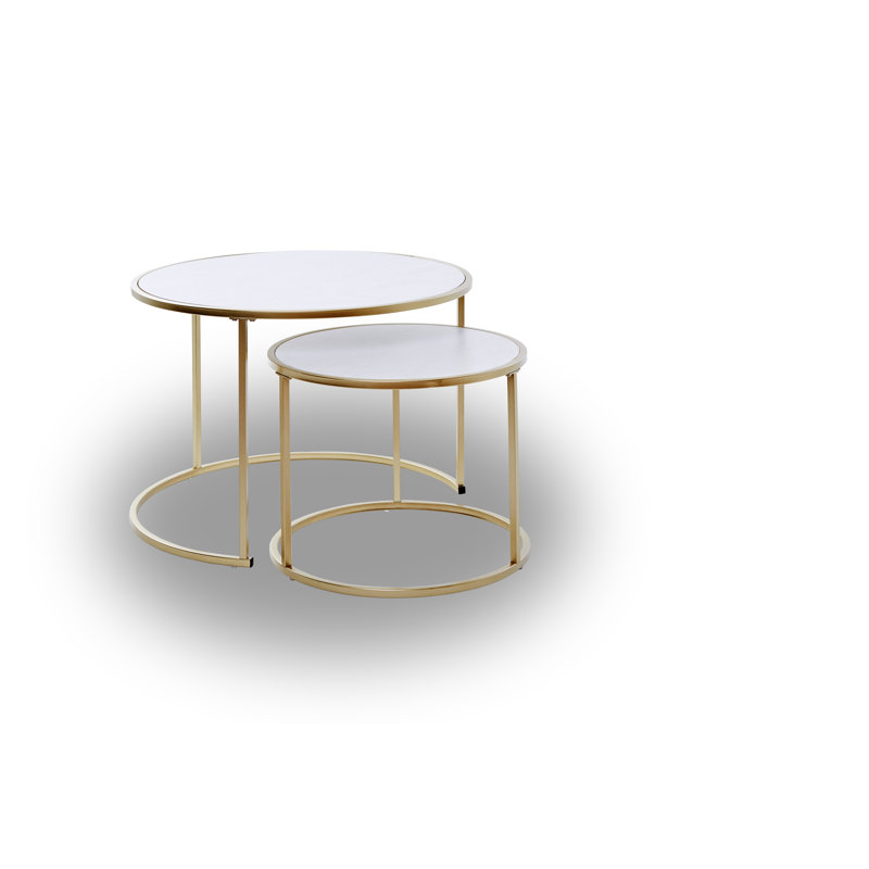 Adira 2 - Piece Living Room Table Set, Marble White, Gold