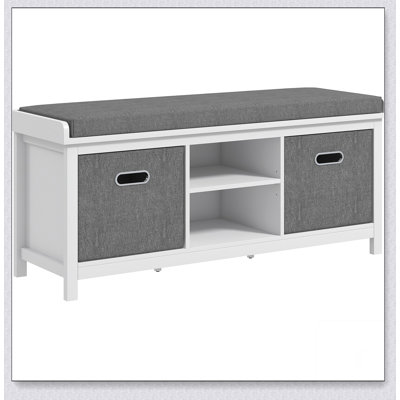 Shoe Bench with Cushion, Storage Bench for Entryway with Padded Seat, 2 Drawers
