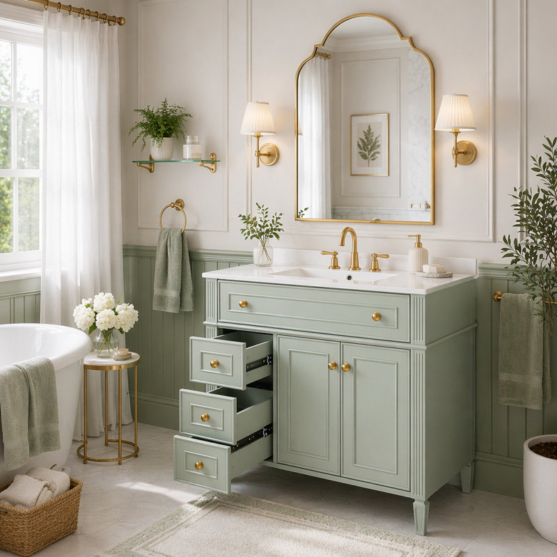 Meuble-lavabo 36 po avec lavabo, Green