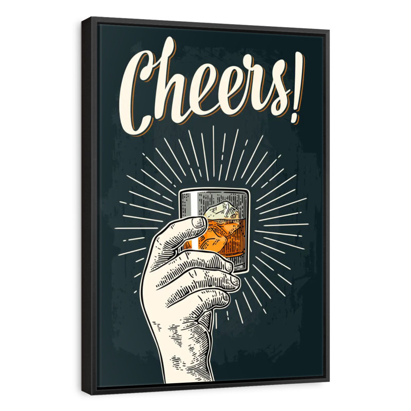 Enseigne rétro Cheers, Cadre flottant noir, 17 po x 25 po