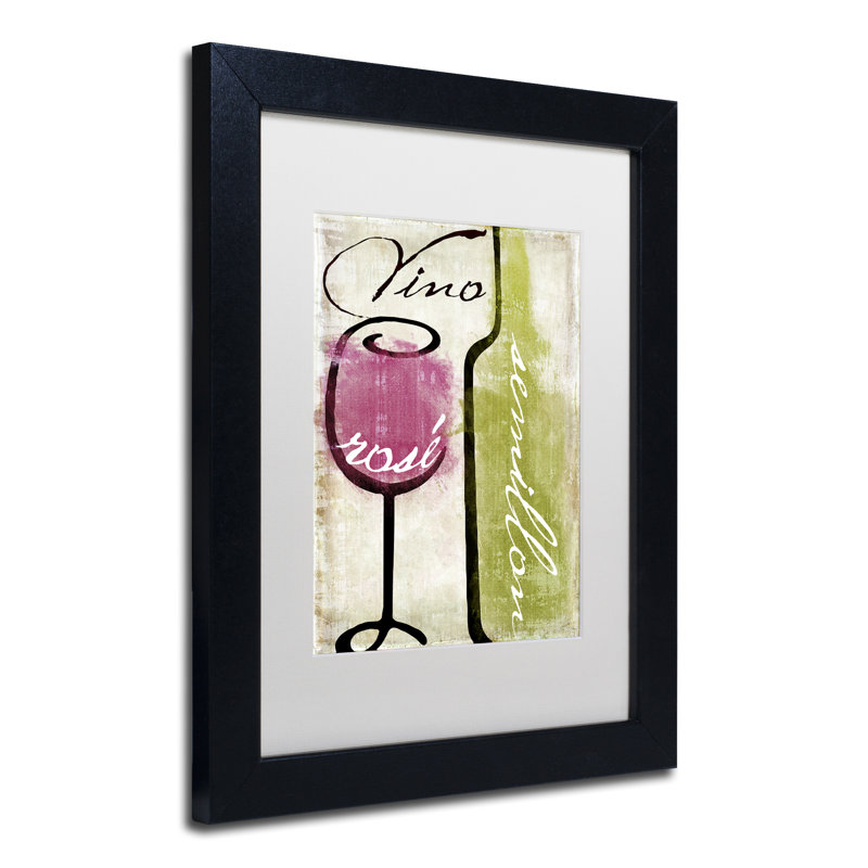 Vertical Framed Canvas Art with Wine Glass and Bottle