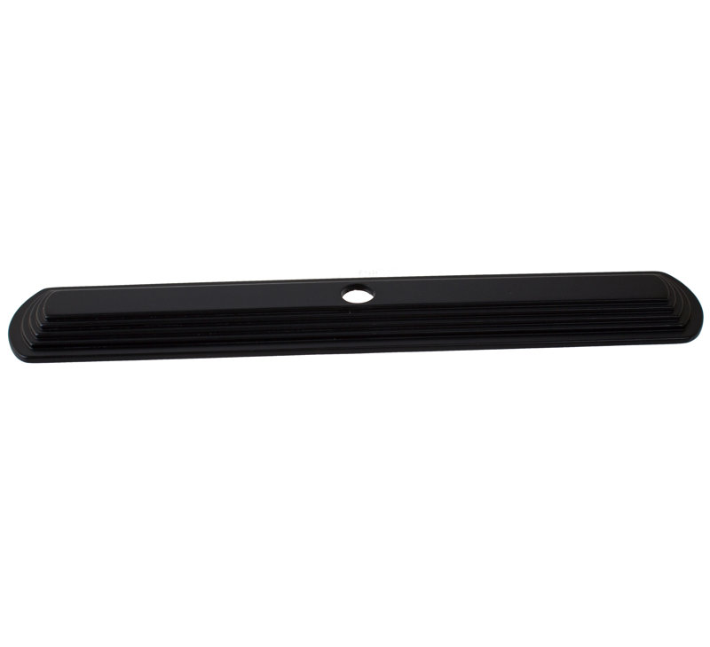 Narrow Rounded Rectangle Cabinet Knob Backplate, Matte Black