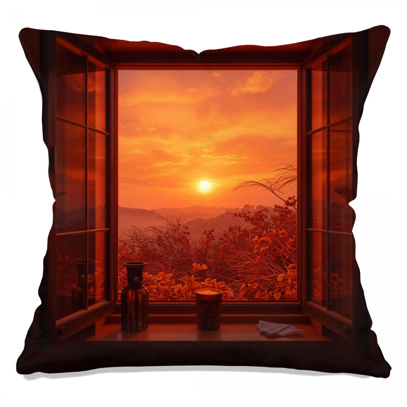 Sunset View Window Double Sided Throw Pillows, 20 x 20 inches