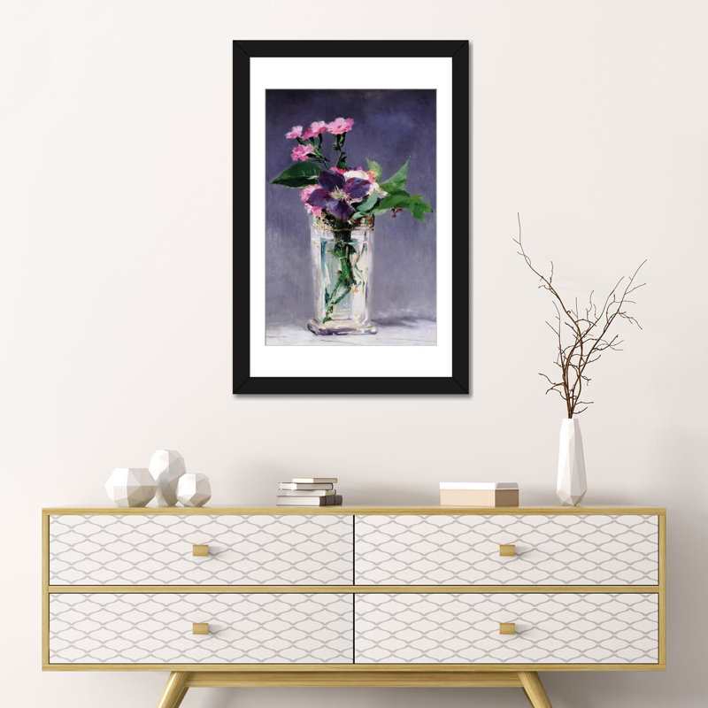 Reproduction d'art sur toile tendue, H 24 po x l 16 po x P 1 po, Papier avec cadre noir, Blanc