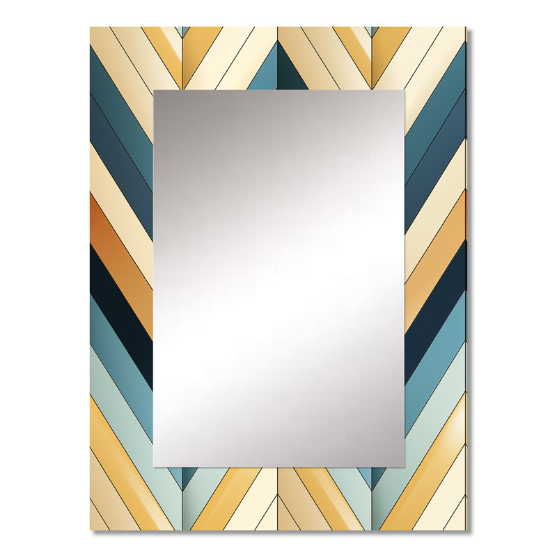 Beige chevron mosaïque fusion - miroir décoratif chevron, grand miroir mural glamour, impression d'art en métal