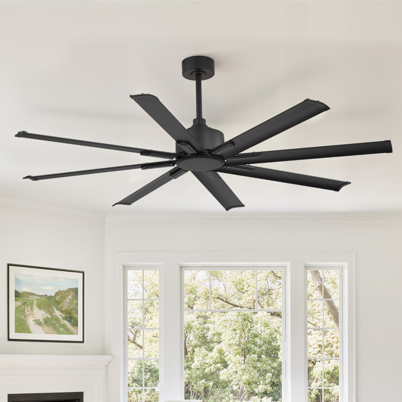  Ventilateur de plafond lame en aluminium noir de 65 po sans télécommande avec télécommande pour grands espaces intérieurs Cissline